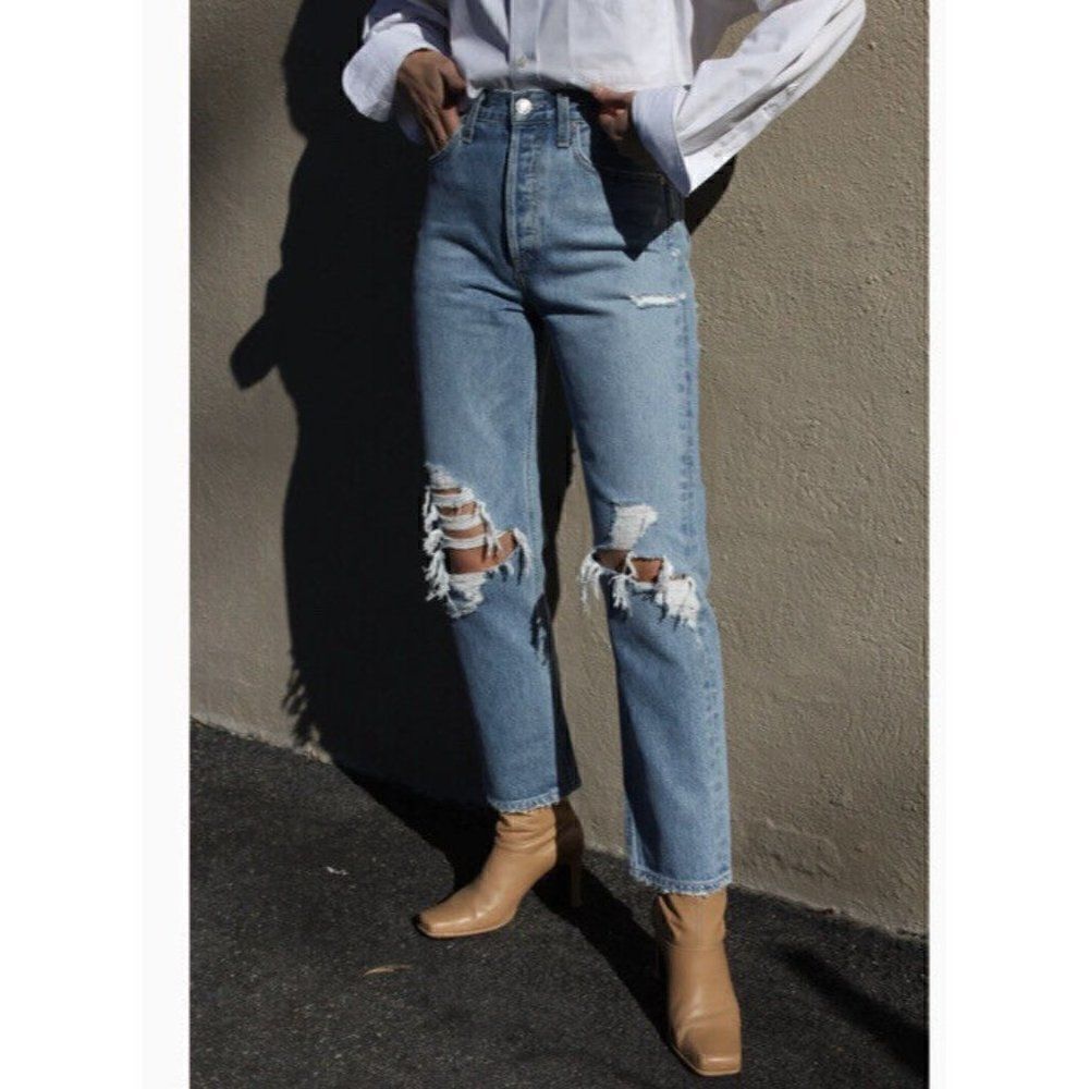NWT AGOLDE Sz 32 90s MID RISE LOOSE FIT JEANS IN FALL OUT BLUE - Picture 2 of 5